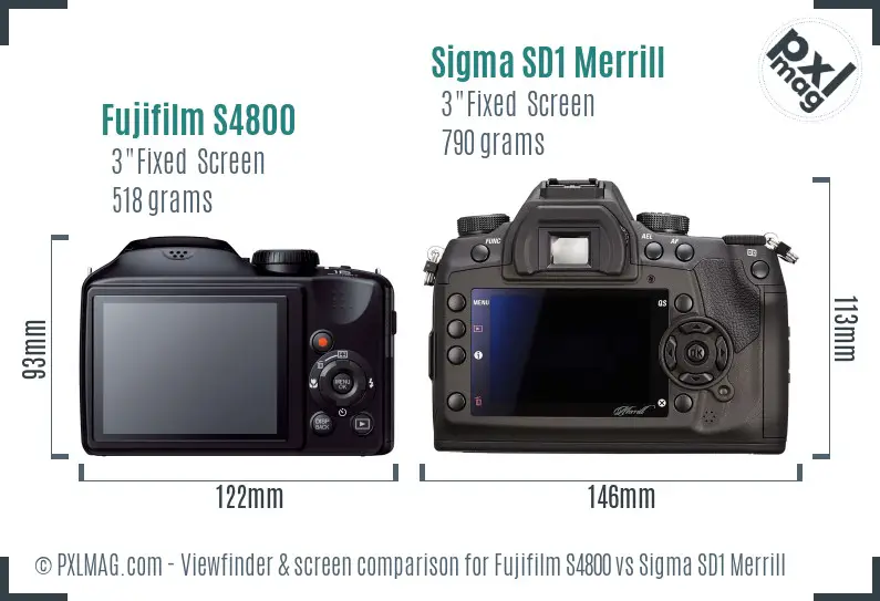 Fujifilm S4800 vs Sigma SD1 Merrill Screen and Viewfinder comparison