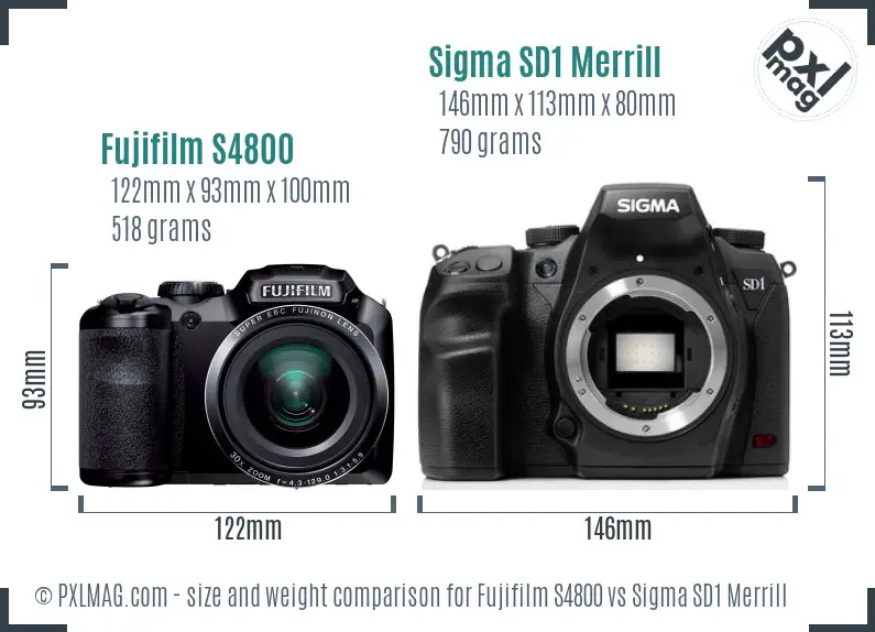 Fujifilm S4800 vs Sigma SD1 Merrill size comparison