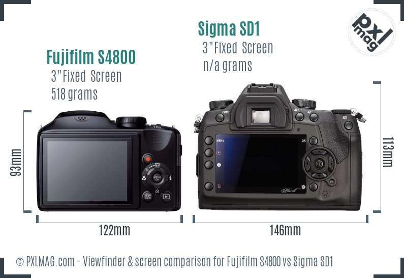 Fujifilm S4800 vs Sigma SD1 Screen and Viewfinder comparison