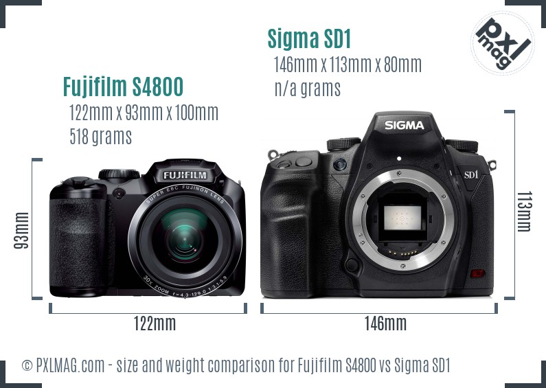 Fujifilm S4800 vs Sigma SD1 size comparison Fujifilm S4800 vs Sigma SD1 size comparison