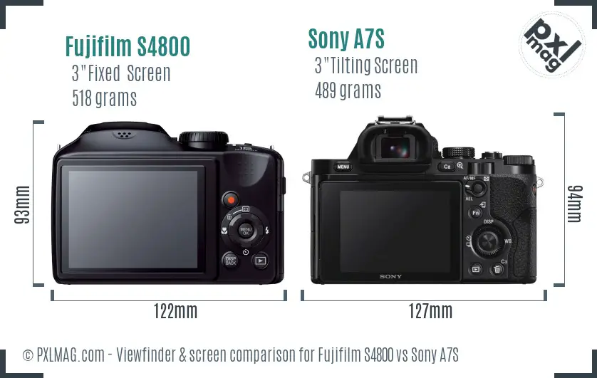 Fujifilm S4800 vs Sony A7S Screen and Viewfinder comparison