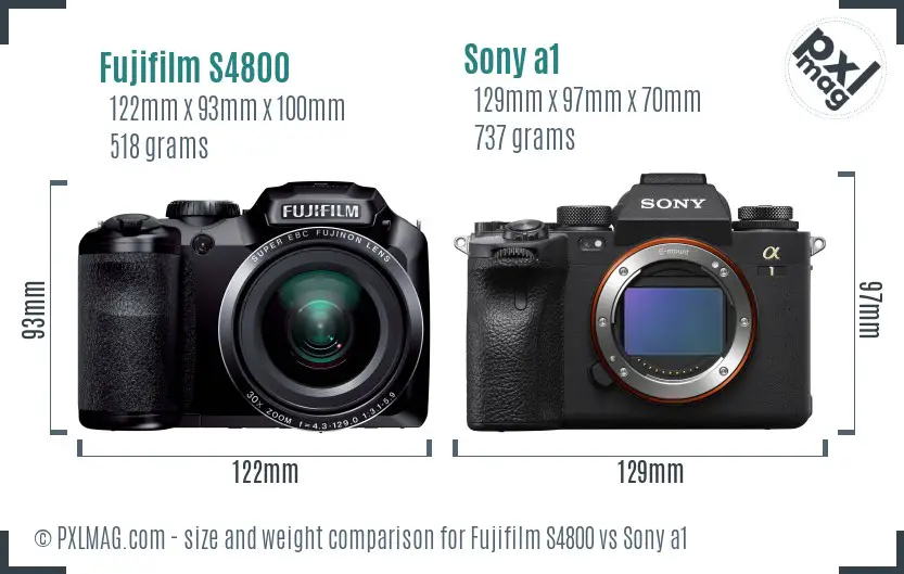 Fujifilm S4800 vs Sony a1 size comparison Fujifilm S4800 vs Sony a1 size comparison