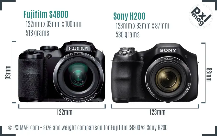 Fujifilm S4800 vs Sony H200 size comparison