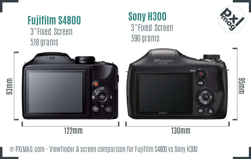 Fujifilm S4800 vs Sony H300 Screen and Viewfinder comparison