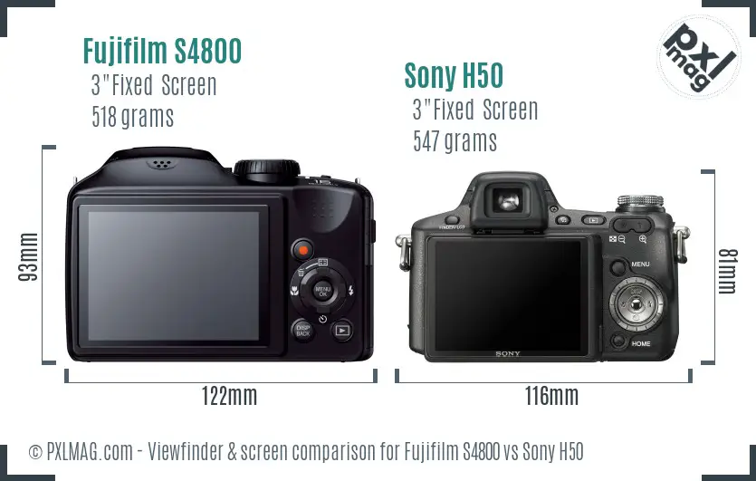 Fujifilm S4800 vs Sony H50 Screen and Viewfinder comparison