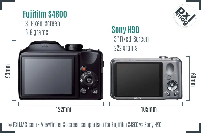 Fujifilm S4800 vs Sony H90 Screen and Viewfinder comparison