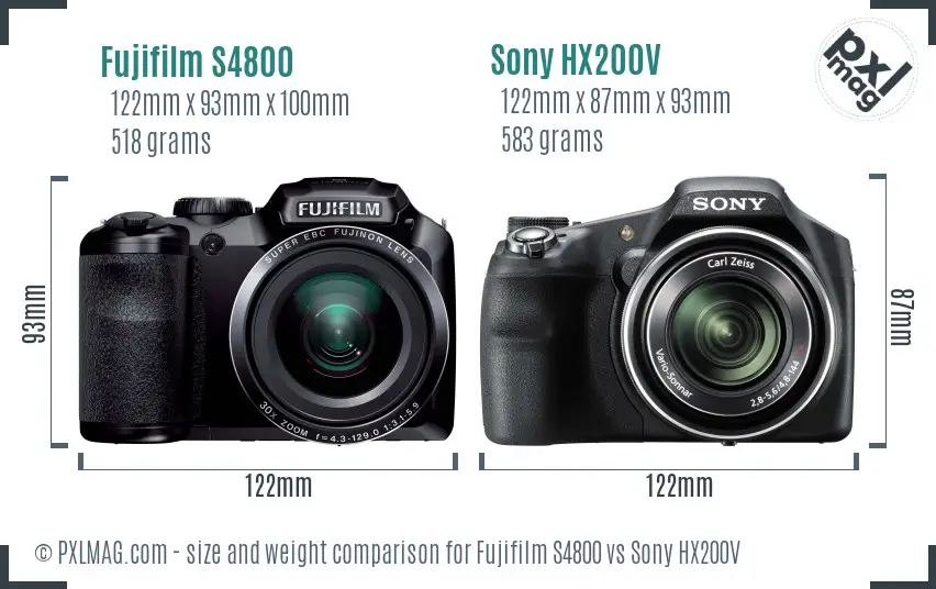 Fujifilm S4800 vs Sony HX200V size comparison Fujifilm S4800 vs Sony HX200V size comparison