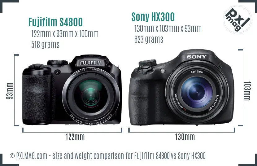 Fujifilm S4800 vs Sony HX300 size comparison Fujifilm S4800 vs Sony HX300 size comparison