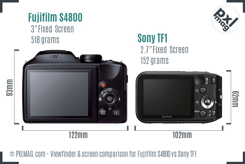Fujifilm S4800 vs Sony TF1 Screen and Viewfinder comparison
