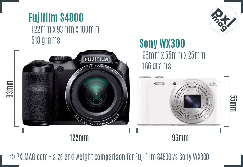Fujifilm S4800 vs Sony WX300 size comparison Fujifilm S4800 vs Sony WX300 size comparison