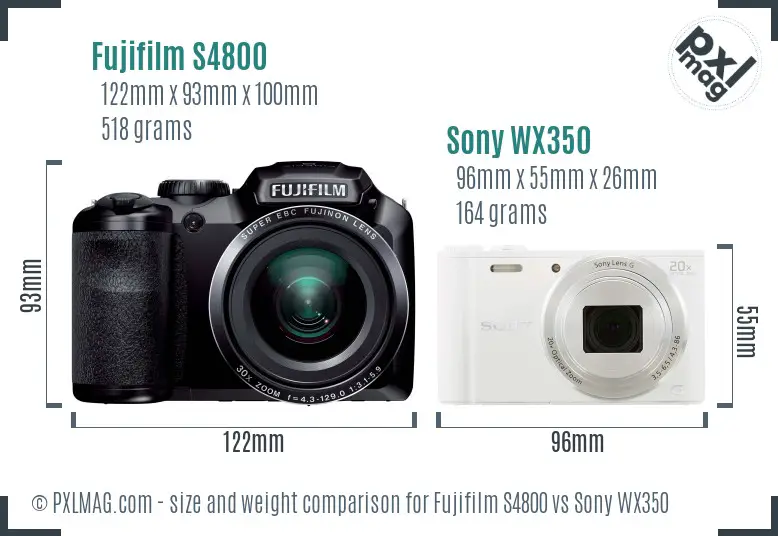 Fujifilm S4800 vs Sony WX350 size comparison