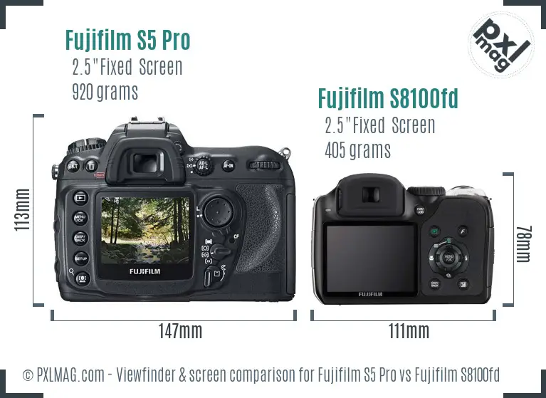 Fujifilm S5 Pro vs Fujifilm S8100fd Screen and Viewfinder comparison Fujifilm S5 Pro vs Fujifilm S8100fd Screen and Viewfinder comparison