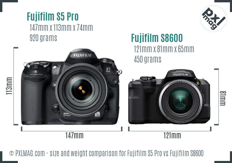 Fujifilm S5 Pro vs Fujifilm S8600 size comparison Fujifilm S5 Pro vs Fujifilm S8600 size comparison
