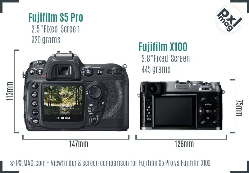 Fujifilm S5 Pro vs Fujifilm X100 Screen and Viewfinder comparison Fujifilm S5 Pro vs Fujifilm X100 Screen and Viewfinder comparison