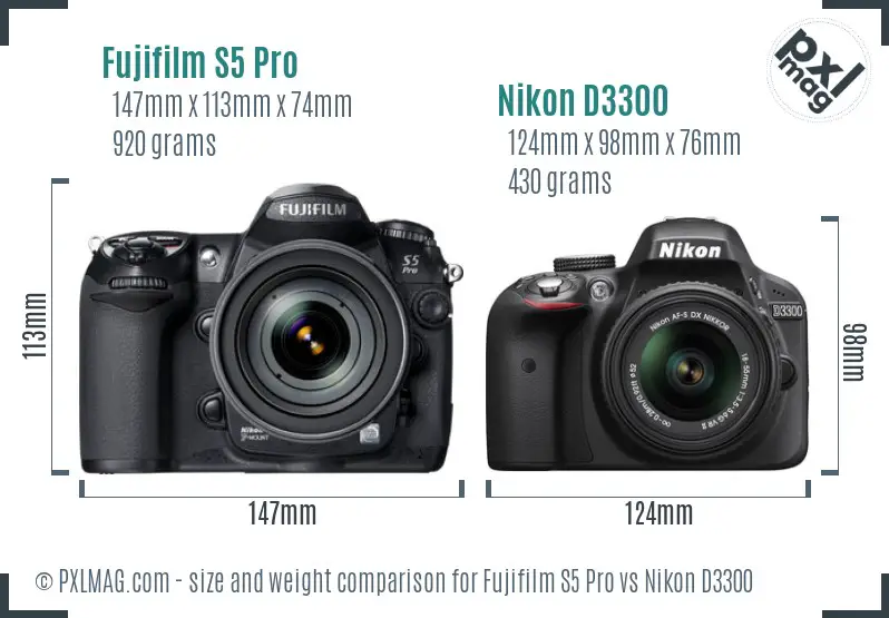 Fujifilm S5 Pro vs Nikon D3300 size comparison Fujifilm S5 Pro vs Nikon D3300 size comparison