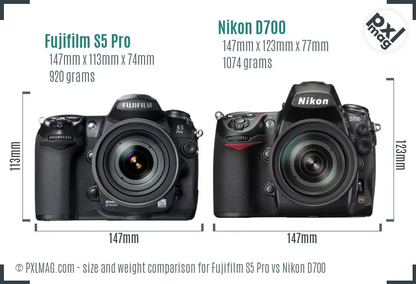 Fujifilm S5 Pro vs Nikon D700 size comparison Fujifilm S5 Pro vs Nikon D700 size comparison