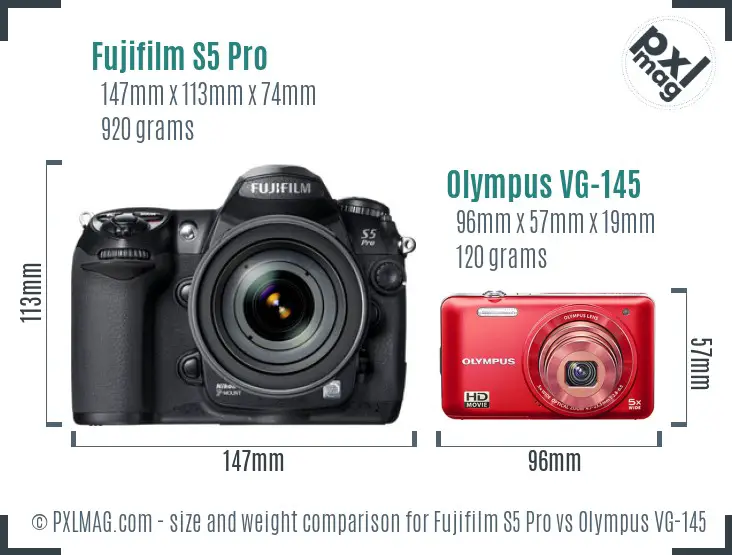 Fujifilm S5 Pro vs Olympus VG-145 size comparison