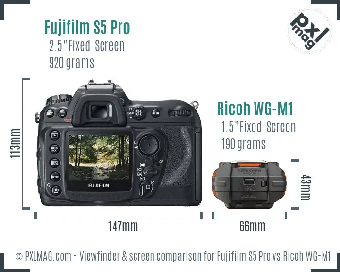 Fujifilm S5 Pro vs Ricoh WG-M1 Screen and Viewfinder comparison