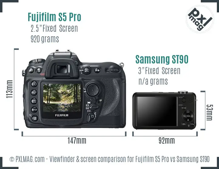 Fujifilm S5 Pro vs Samsung ST90 Screen and Viewfinder comparison