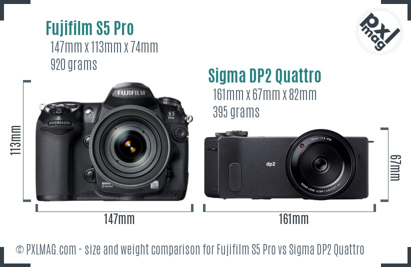 Fujifilm S5 Pro vs Sigma DP2 Quattro size comparison