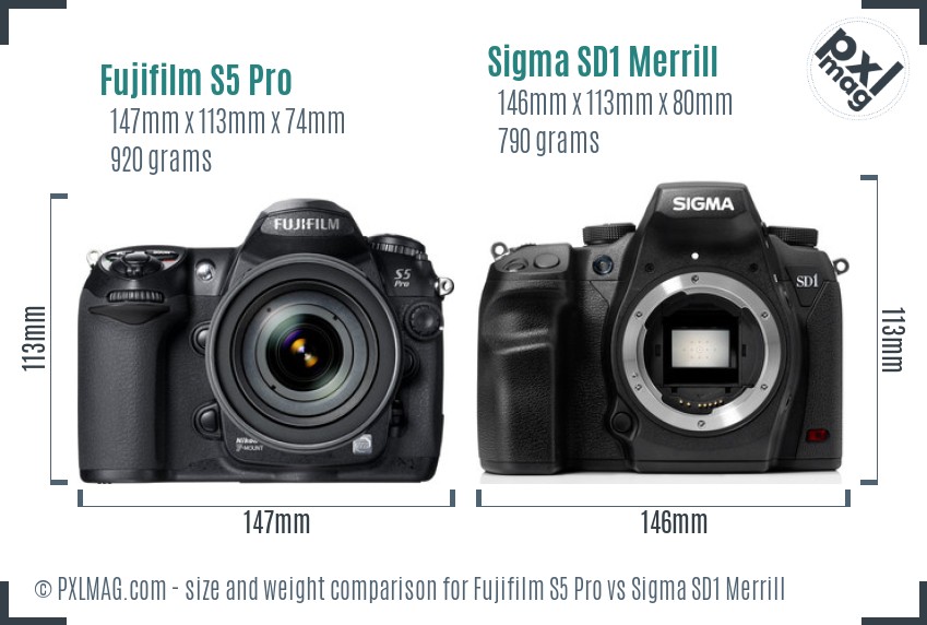 Fujifilm S5 Pro vs Sigma SD1 Merrill size comparison Fujifilm S5 Pro vs Sigma SD1 Merrill size comparison
