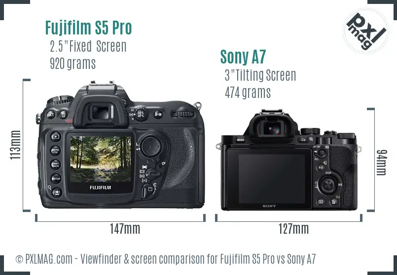Fujifilm S5 Pro vs Sony A7 Screen and Viewfinder comparison Fujifilm S5 Pro vs Sony A7 Screen and Viewfinder comparison