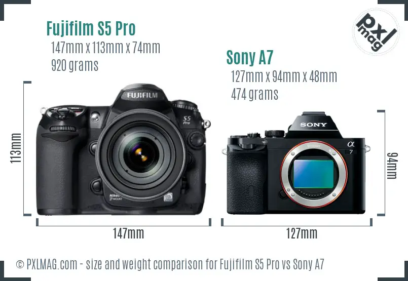 Fujifilm S5 Pro vs Sony A7 size comparison Fujifilm S5 Pro vs Sony A7 size comparison
