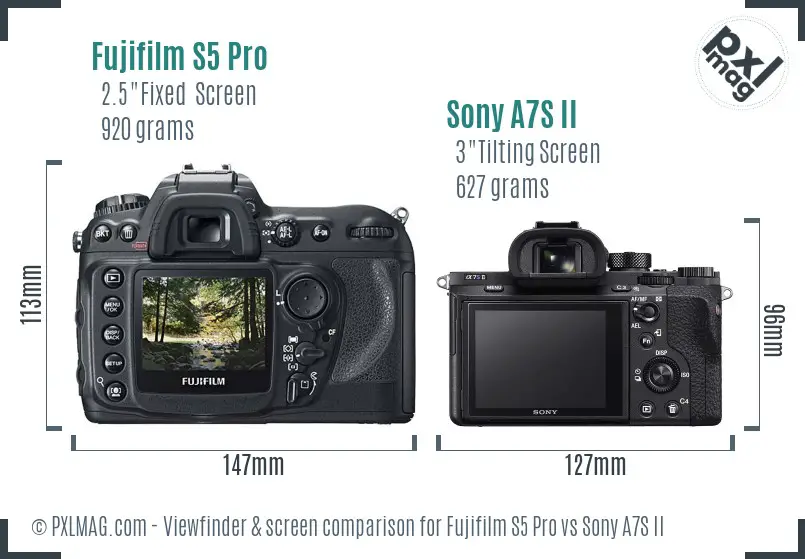 Fujifilm S5 Pro vs Sony A7S II Screen and Viewfinder comparison Fujifilm S5 Pro vs Sony A7S II Screen and Viewfinder comparison