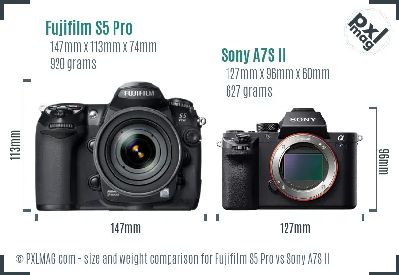 Fujifilm S5 Pro vs Sony A7S II size comparison Fujifilm S5 Pro vs Sony A7S II size comparison