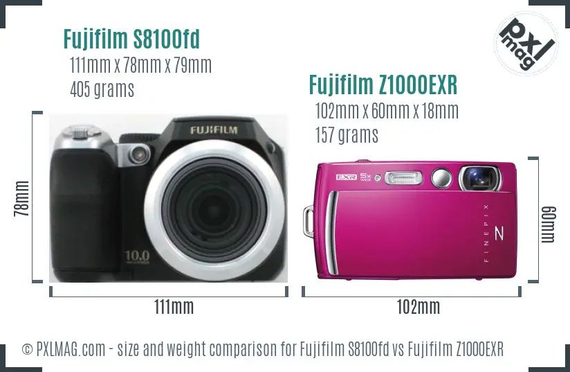 Fujifilm S8100fd vs Fujifilm Z1000EXR size comparison Fujifilm S8100fd vs Fujifilm Z1000EXR size comparison