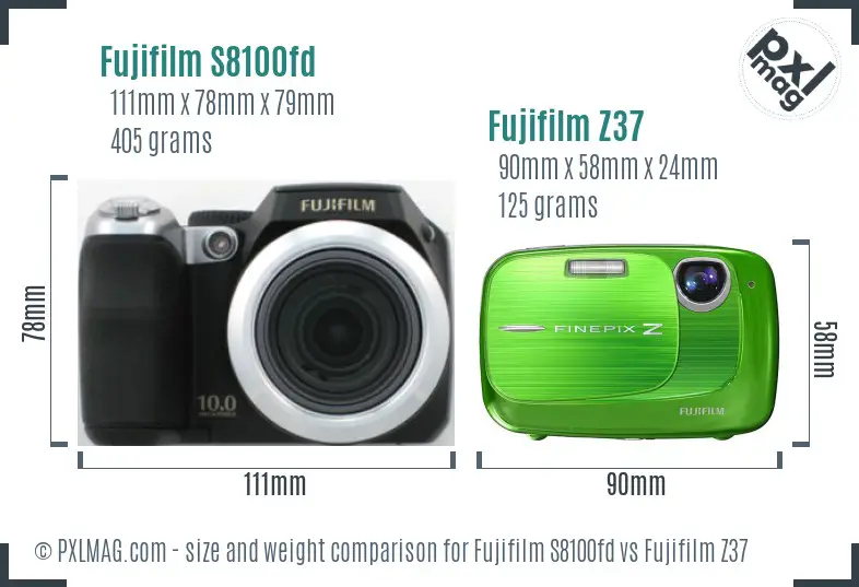 Fujifilm S8100fd vs Fujifilm Z37 size comparison