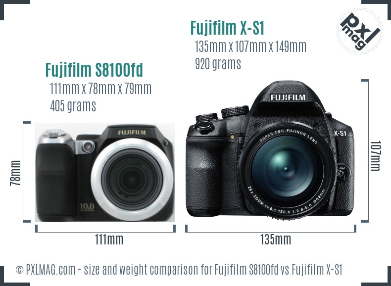 Fujifilm S8100fd vs Fujifilm X-S1 size comparison Fujifilm S8100fd vs Fujifilm X-S1 size comparison