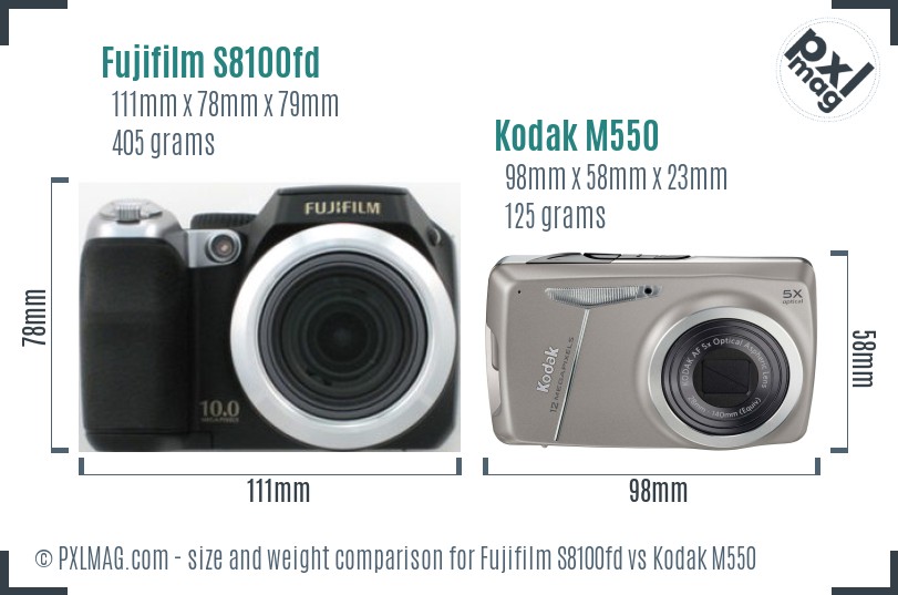 Fujifilm S8100fd vs Kodak M550 size comparison Fujifilm S8100fd vs Kodak M550 size comparison