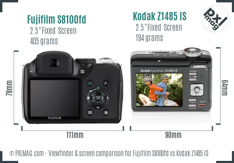 Fujifilm S8100fd vs Kodak Z1485 IS Screen and Viewfinder comparison Fujifilm S8100fd vs Kodak Z1485 IS Screen and Viewfinder comparison