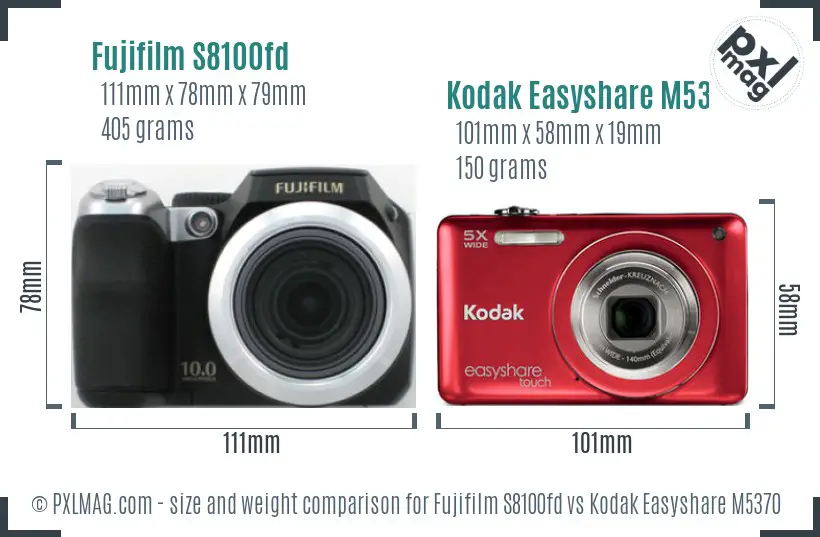 Fujifilm S8100fd vs Kodak Easyshare M5370 size comparison Fujifilm S8100fd vs Kodak Easyshare M5370 size comparison