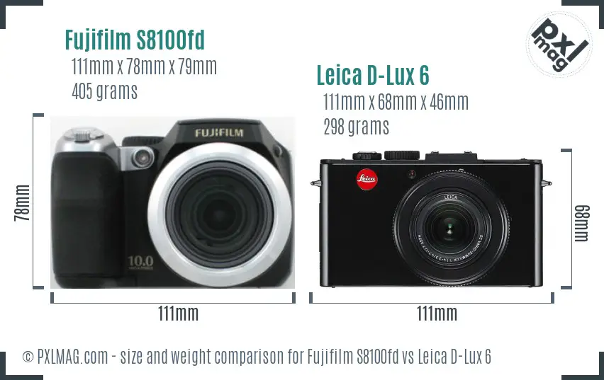 Fujifilm S8100fd vs Leica D-Lux 6 size comparison Fujifilm S8100fd vs Leica D-Lux 6 size comparison