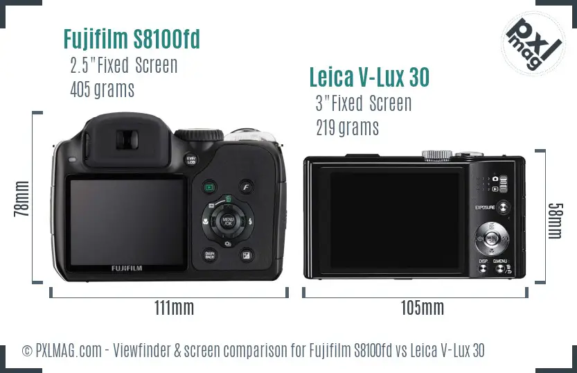 Fujifilm S8100fd vs Leica V-Lux 30 Screen and Viewfinder comparison Fujifilm S8100fd vs Leica V-Lux 30 Screen and Viewfinder comparison