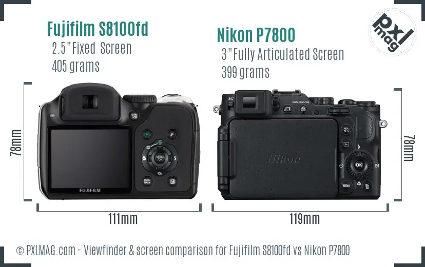 Fujifilm S8100fd vs Nikon P7800 Screen and Viewfinder comparison Fujifilm S8100fd vs Nikon P7800 Screen and Viewfinder comparison
