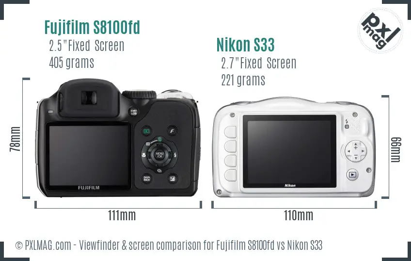 Fujifilm S8100fd vs Nikon S33 Screen and Viewfinder comparison Fujifilm S8100fd vs Nikon S33 Screen and Viewfinder comparison