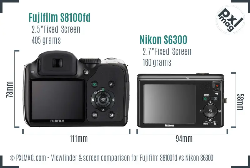 Fujifilm S8100fd vs Nikon S6300 Screen and Viewfinder comparison Fujifilm S8100fd vs Nikon S6300 Screen and Viewfinder comparison