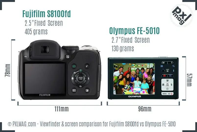Fujifilm S8100fd vs Olympus FE-5010 Screen and Viewfinder comparison Fujifilm S8100fd vs Olympus FE-5010 Screen and Viewfinder comparison