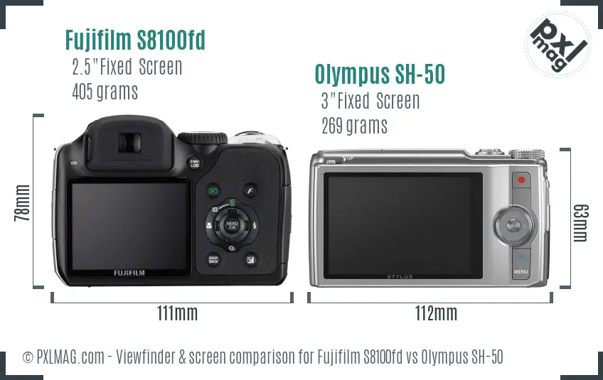 Fujifilm S8100fd vs Olympus SH-50 Screen and Viewfinder comparison Fujifilm S8100fd vs Olympus SH-50 Screen and Viewfinder comparison