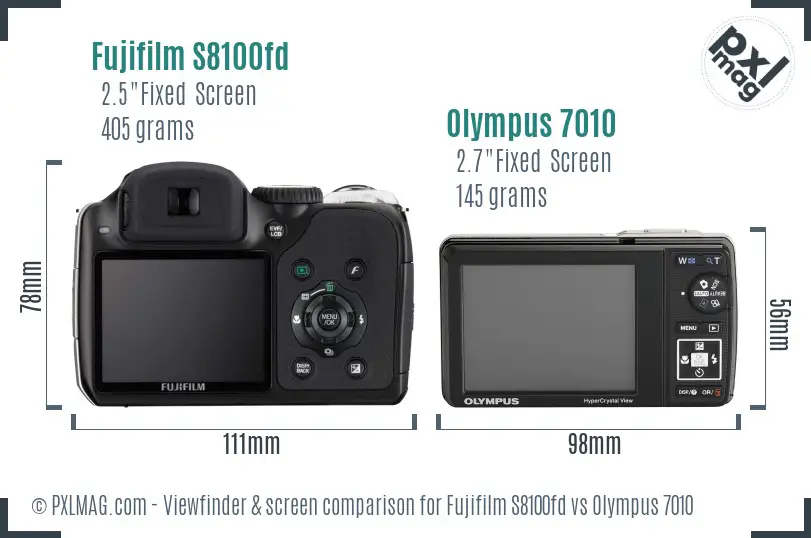 Fujifilm S8100fd vs Olympus 7010 Screen and Viewfinder comparison