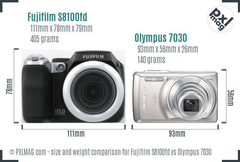 Fujifilm S8100fd vs Olympus 7030 size comparison Fujifilm S8100fd vs Olympus 7030 size comparison