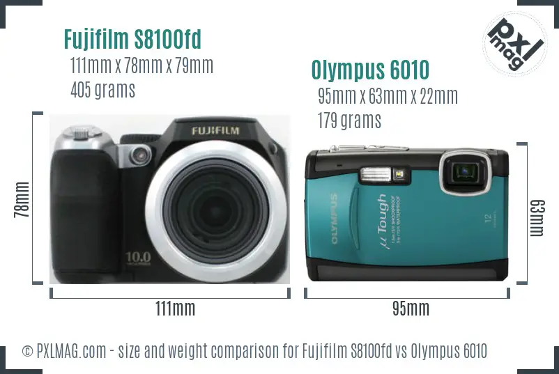 Fujifilm S8100fd vs Olympus 6010 size comparison