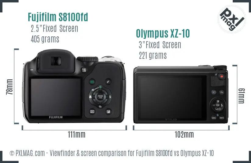 Fujifilm S8100fd vs Olympus XZ-10 Screen and Viewfinder comparison Fujifilm S8100fd vs Olympus XZ-10 Screen and Viewfinder comparison