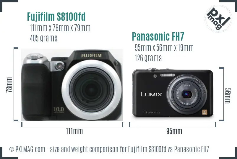 Fujifilm S8100fd vs Panasonic FH7 size comparison
