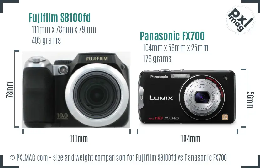 Fujifilm S8100fd vs Panasonic FX700 size comparison Fujifilm S8100fd vs Panasonic FX700 size comparison