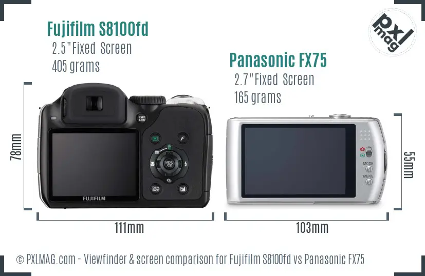 Fujifilm S8100fd vs Panasonic FX75 Screen and Viewfinder comparison Fujifilm S8100fd vs Panasonic FX75 Screen and Viewfinder comparison