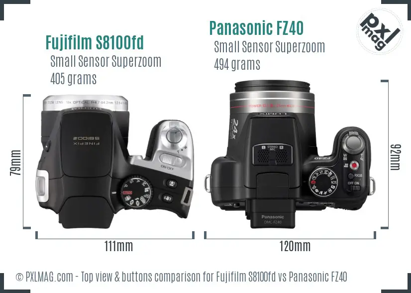 Fujifilm S8100fd vs Panasonic FZ40 top view buttons comparison